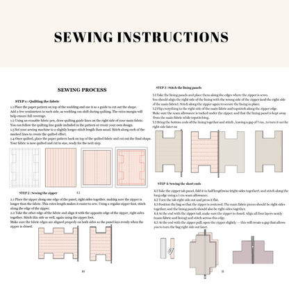 Quilted Makeup Bag Sewing Pattern - Size M - Free pattern