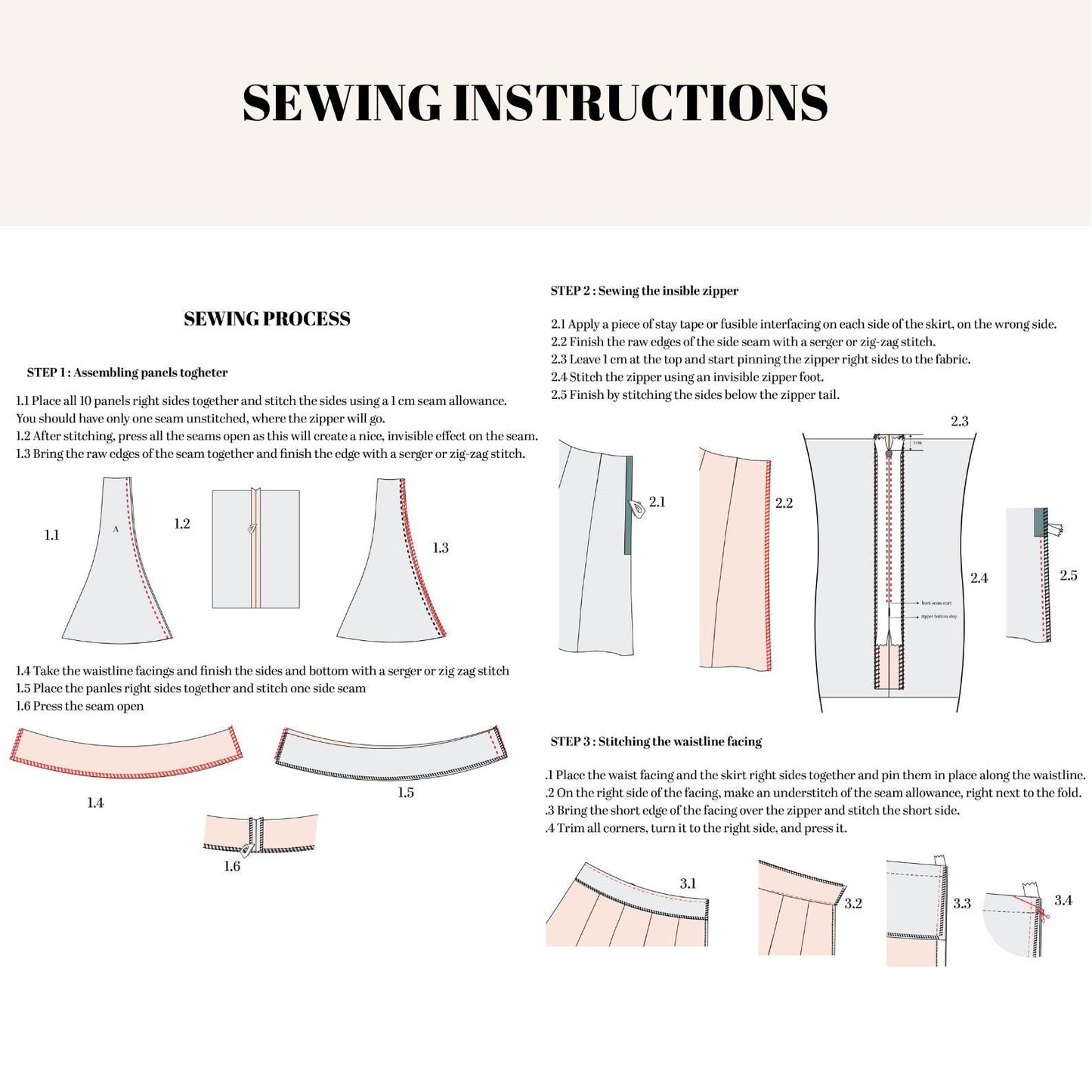 Nova - 10 panles mini skirt - Digital Sewing Pattern
